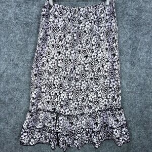Jenny Helene Fit & Flare Skirt Womens Small Purple Black Floral Boho Chic Office